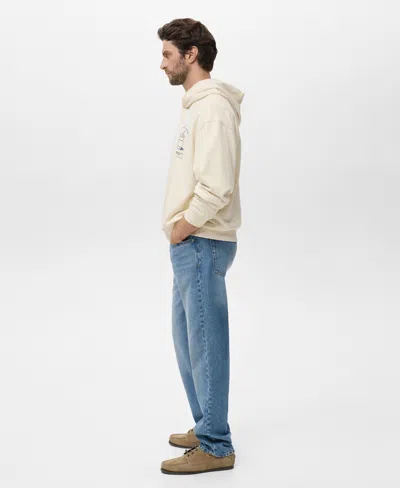 Mango Men's Graphic Hooded Sweatshirt In Neutral