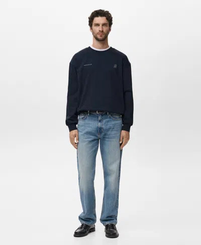 Mango Cotton Graphic Print Sweatshirt In Blue