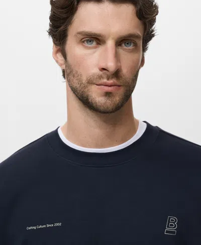 Mango Cotton Graphic Print Sweatshirt In Blue