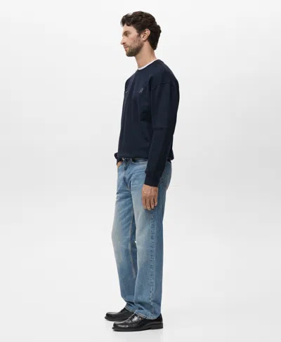 Mango Cotton Graphic Print Sweatshirt In Blue