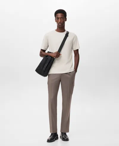 Mango Cotton Mix T-shirt In Gray