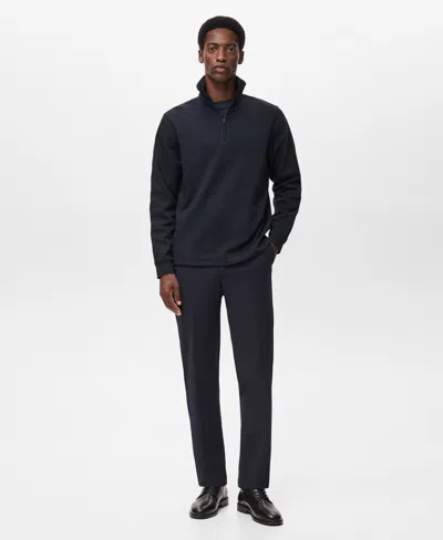 Mango Men's Regular-fit Zipper Technical Sweatshirt In Blue