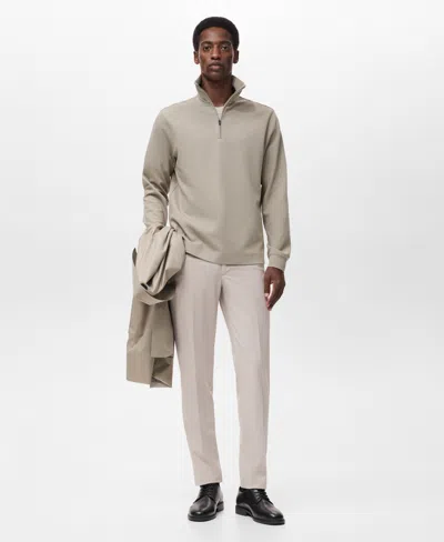 Mango Men's Regular-fit Zipper Technical Sweatshirt In Neutral