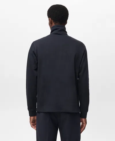 Mango Men's Regular-fit Zipper Technical Sweatshirt In Blue