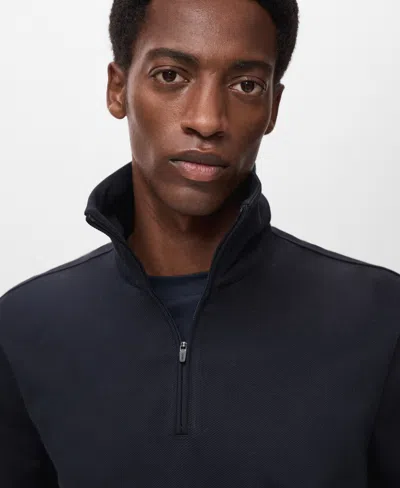 Mango Men's Regular-fit Zipper Technical Sweatshirt In Blue