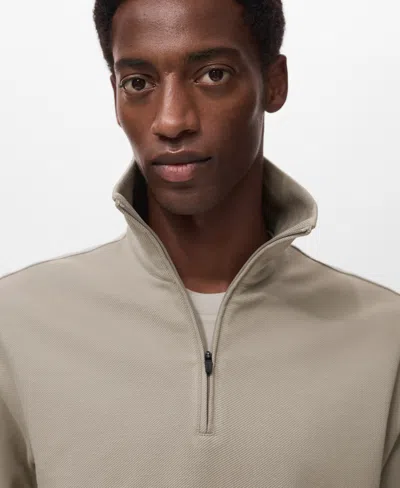 Mango Men's Regular-fit Zipper Technical Sweatshirt In Neutral