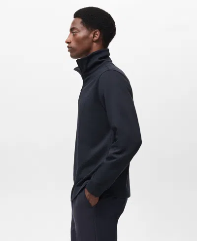 Mango Men's Regular-fit Zipper Technical Sweatshirt In Blue