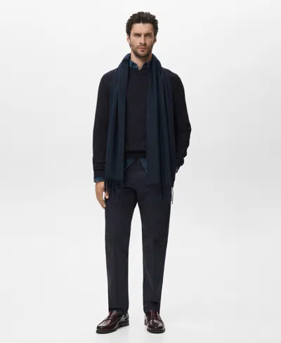 Mango Men's Fine Rib-knit Cotton Sweater In Blue