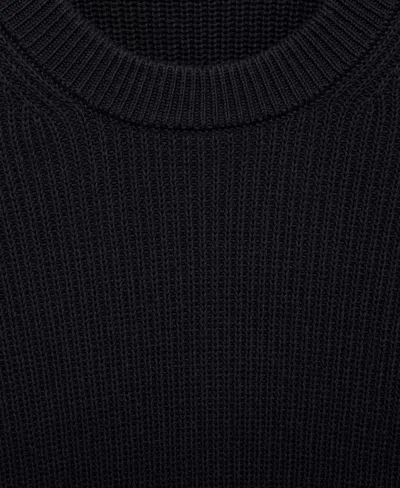 Mango Men's Fine Rib-knit Cotton Sweater In Blue