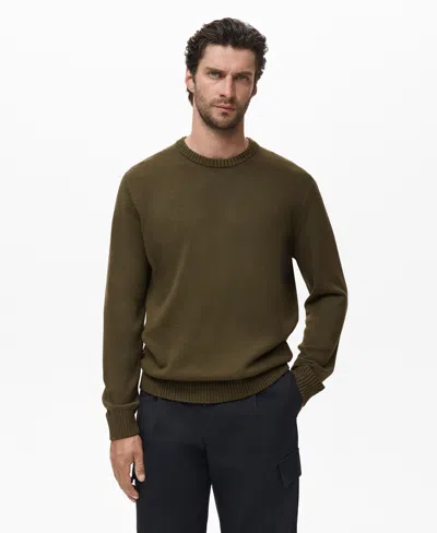 Mango Men's Fine-knit Sweater In Green