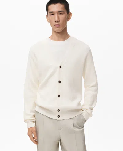 Mango Men's Ribbed Knitted Buttons Cardigan In Animal Print