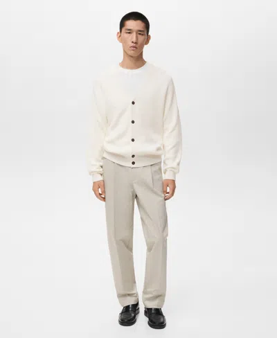 Mango Men's Ribbed Knitted Buttons Cardigan In Animal Print