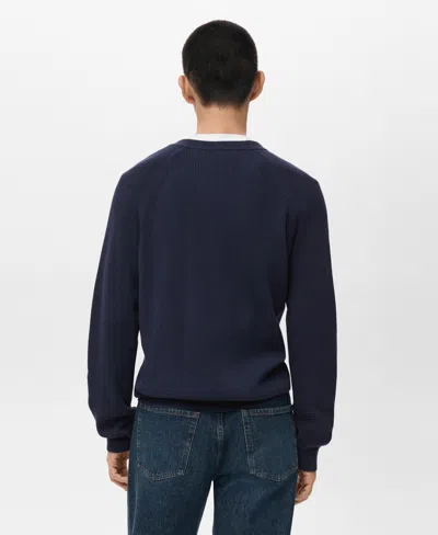 Mango Men's Ribbed Knitted Buttons Cardigan In Animal Print