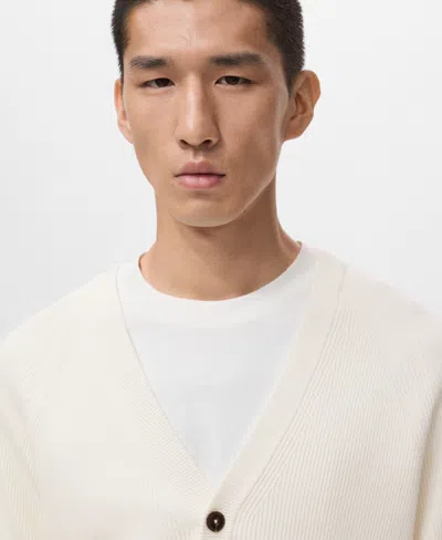 Mango Men's Ribbed Knitted Buttons Cardigan In Animal Print