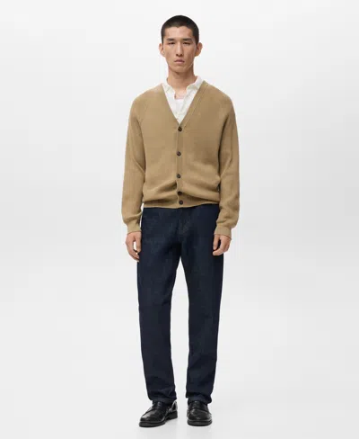 Mango Men's Ribbed Knitted Buttons Cardigan In Multi