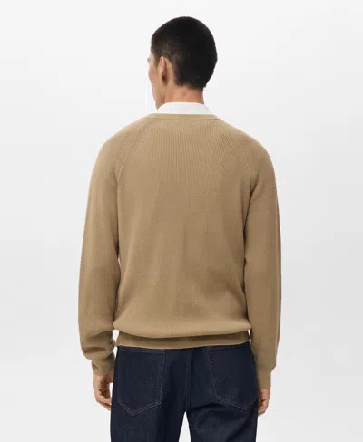 Mango Men's Ribbed Knitted Buttons Cardigan In Multi