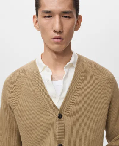 Mango Men's Ribbed Knitted Buttons Cardigan In Multi