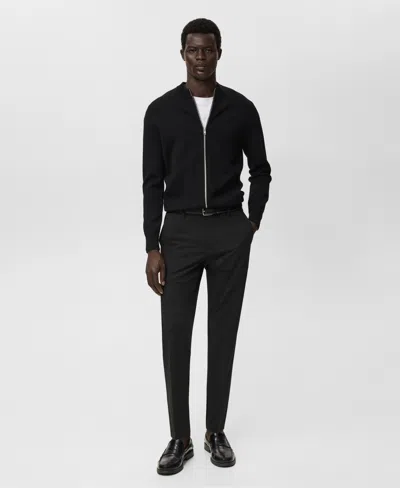 Mango Men's Zipped Knit Cardigan In Animal Print