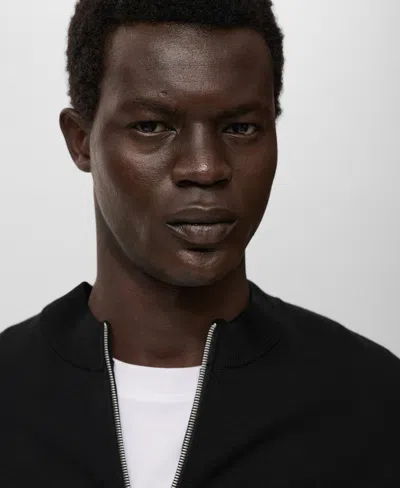 Mango Men's Zipped Knit Cardigan In Animal Print