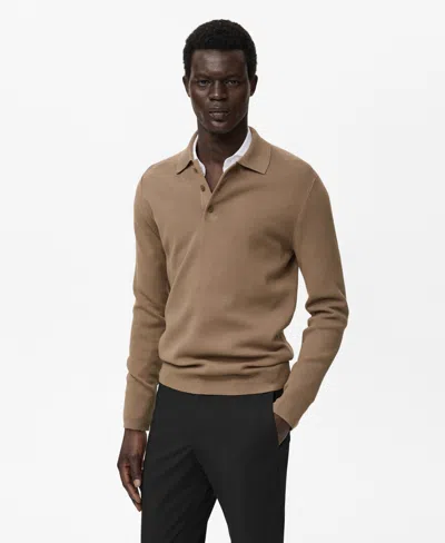 Mango Men's Knitted Polo-neck Sweater In Brown