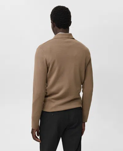 Mango Men's Knitted Polo-neck Sweater In Brown