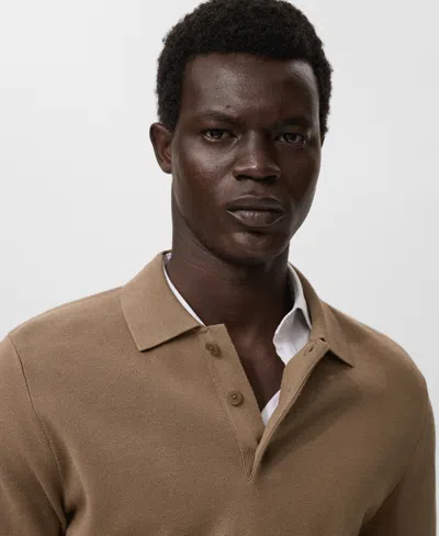 Mango Men's Knitted Polo-neck Sweater In Brown