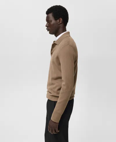 Mango Men's Knitted Polo-neck Sweater In Brown