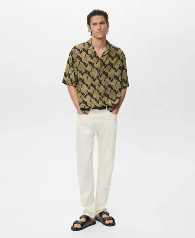 Mango Abstract Print Camp Shirt In Brown