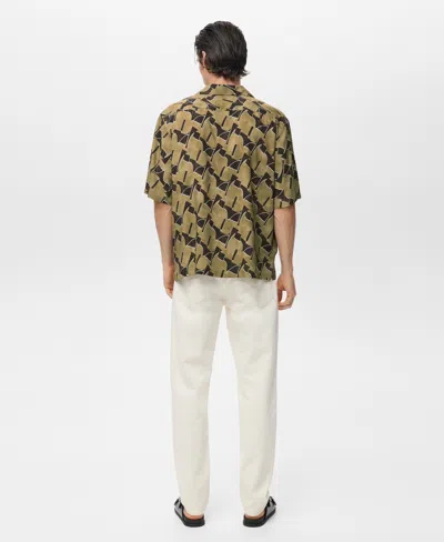 Mango Abstract Print Camp Shirt In Brown