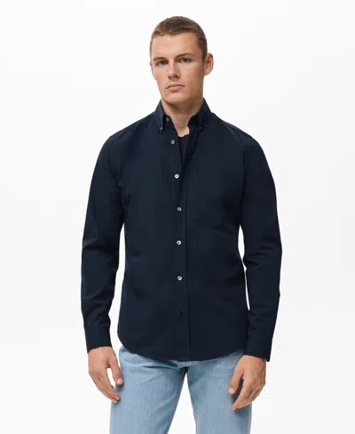 Mango Regular Fit Button Down Shirt In Blue