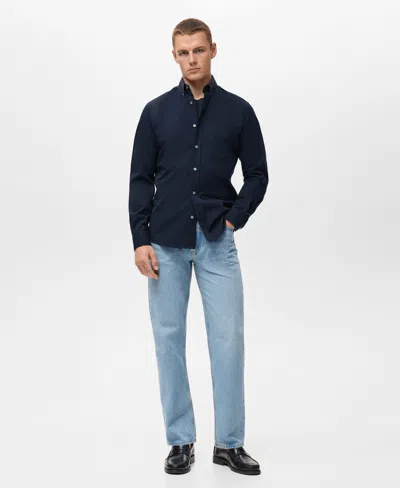 Mango Regular Fit Button Down Shirt In Blue