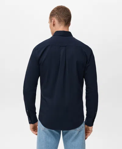 Mango Regular Fit Button Down Shirt In Blue