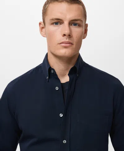 Mango Regular Fit Button Down Shirt In Blue