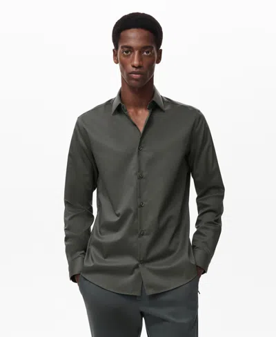 Mango Men's Comfort Stretch Non-iron Shirt In Green