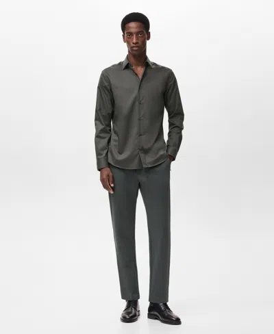 Mango Men's Comfort Stretch Non-iron Shirt In Green