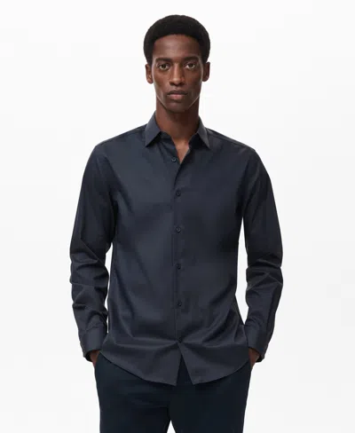 Mango Men's Comfort Stretch Non-iron Shirt In Blue