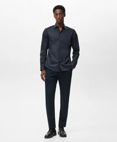 Mango Men's Comfort Stretch Non-iron Shirt In Blue