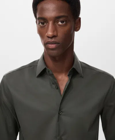 Mango Men's Comfort Stretch Non-iron Shirt In Green