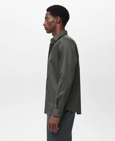 Mango Men's Comfort Stretch Non-iron Shirt In Green