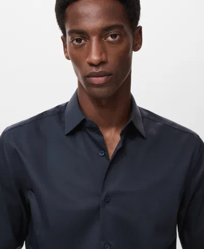 Mango Men's Comfort Stretch Non-iron Shirt In Blue