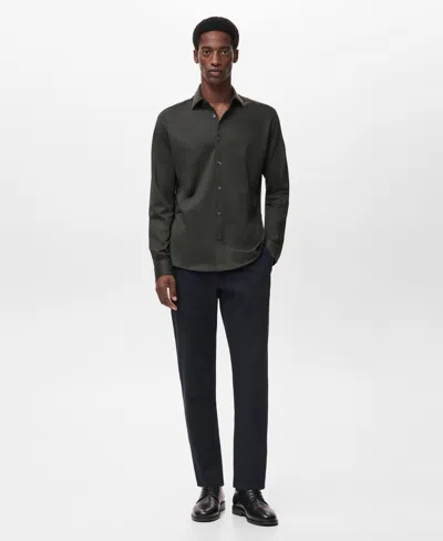 Mango Comfort Stretch Button-up Shirt In Black