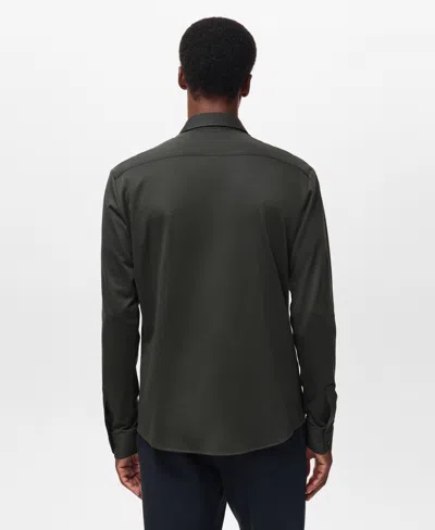 Mango Comfort Stretch Button-up Shirt In Black