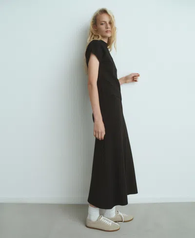 Mango Short Sleeve Sweater In Black