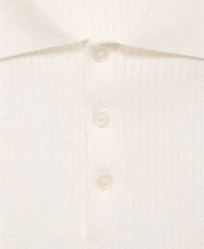 Mango Men's Ribbed Knit Polo Shirt In White
