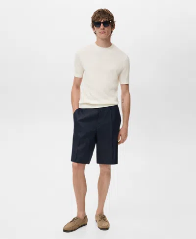 Mango Rib Knit T-shirt In Neutral