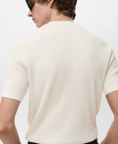 Mango Rib Knit T-shirt In Neutral