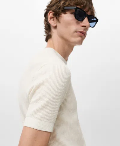 Mango Rib Knit T-shirt In Neutral