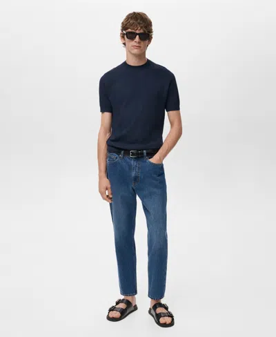 Mango Stripe Jersey T-shirt In Blue