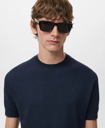 Mango Stripe Jersey T-shirt In Blue