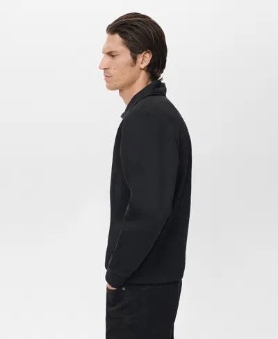 Mango Quarter Zip Cotton Sweatshirt In Black